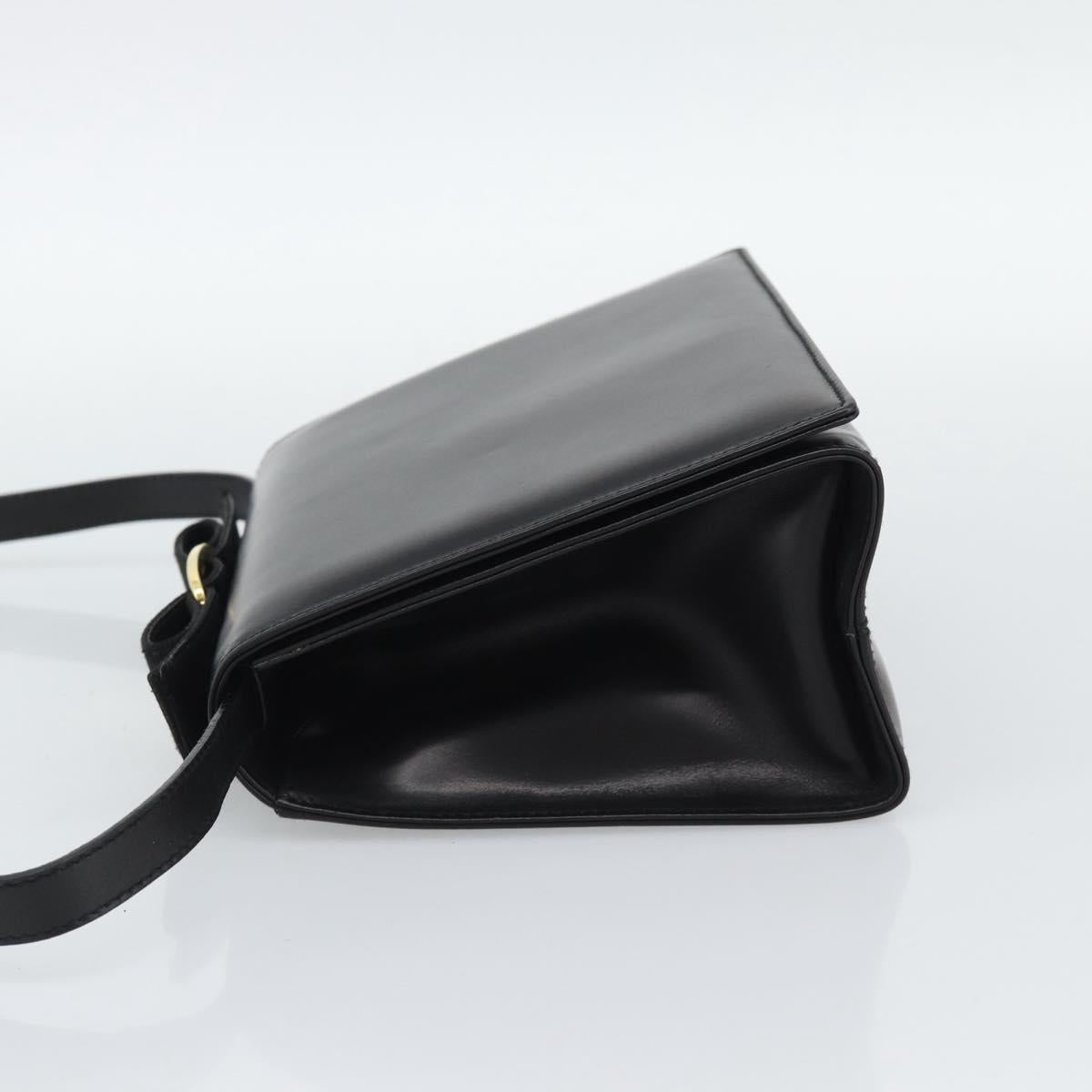 Salvatore Ferragamo Vala Shoulder Bag Leather Black Gold Auth gh2205A