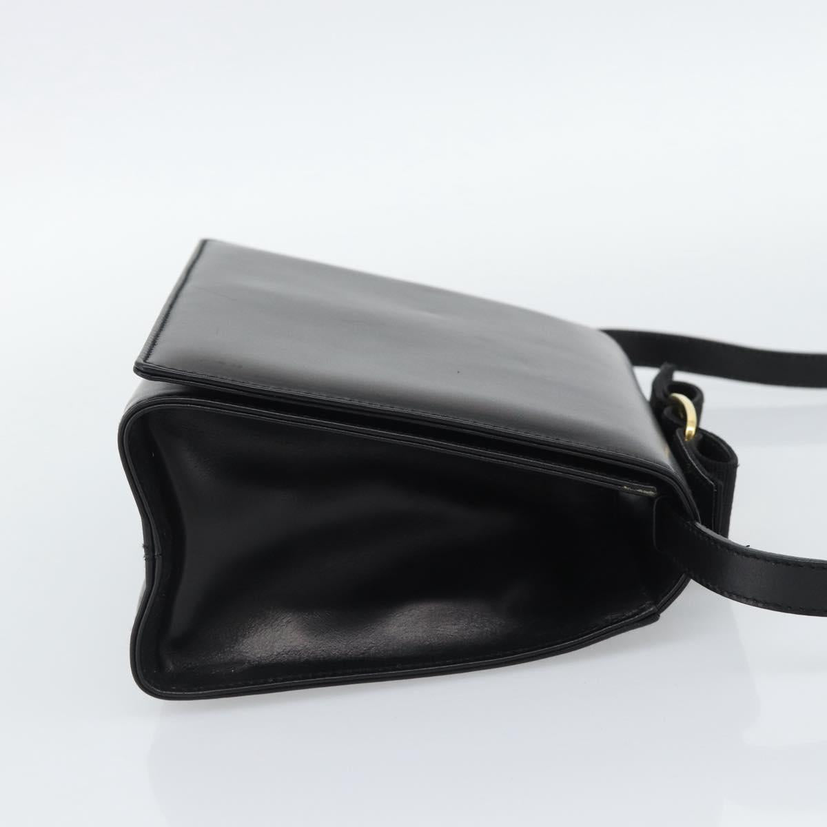 Salvatore Ferragamo Vala Shoulder Bag Leather Black Gold Auth gh2205A