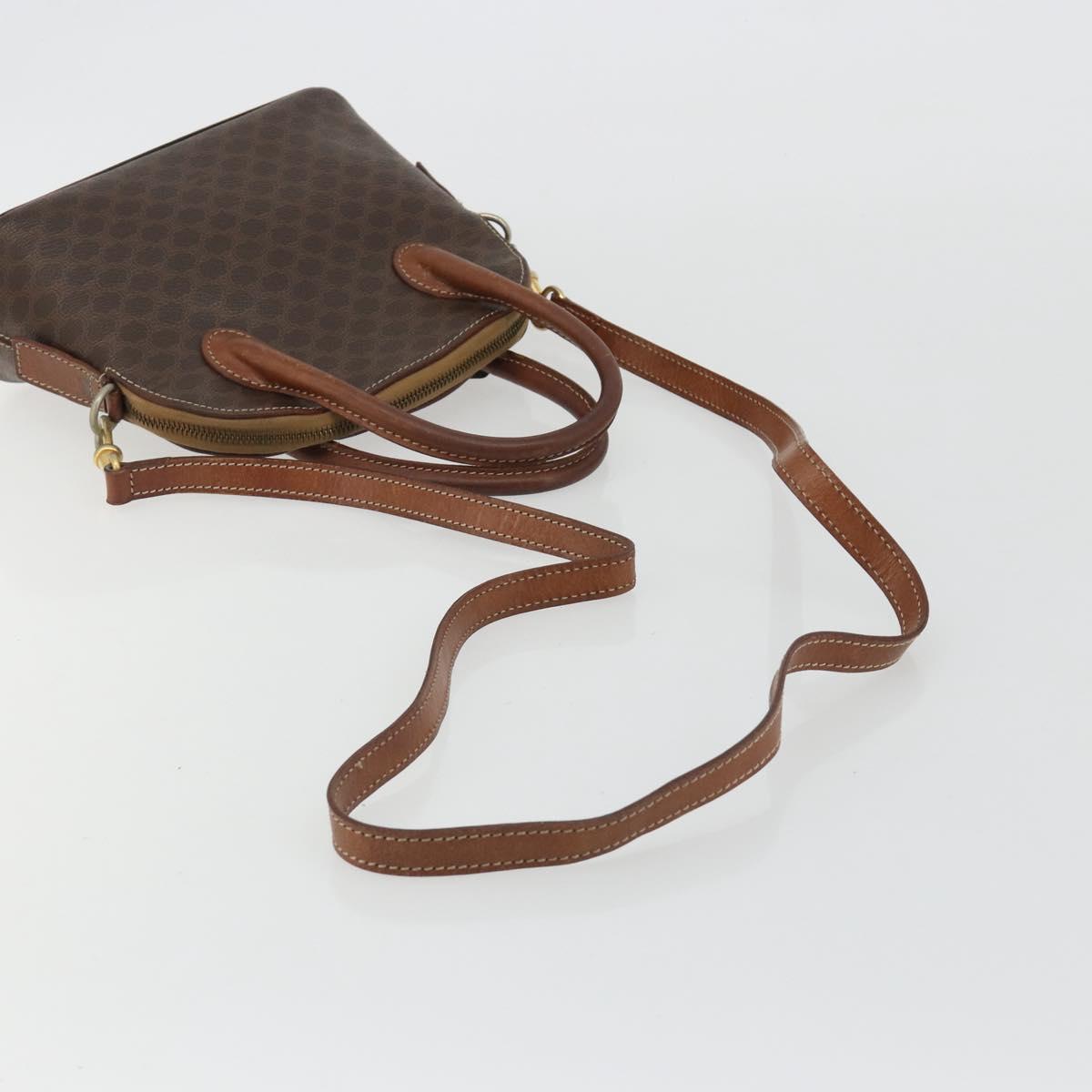 CELINE Macadam Canvas Hand Bag PVC Leather 2way Brown Gold Auth gh2206