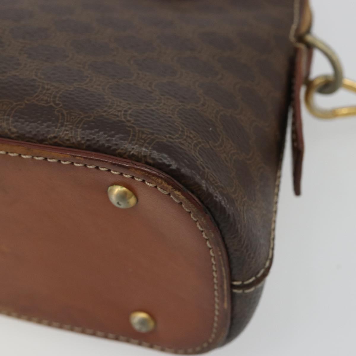 CELINE Macadam Canvas Hand Bag PVC Leather 2way Brown Gold Auth gh2206