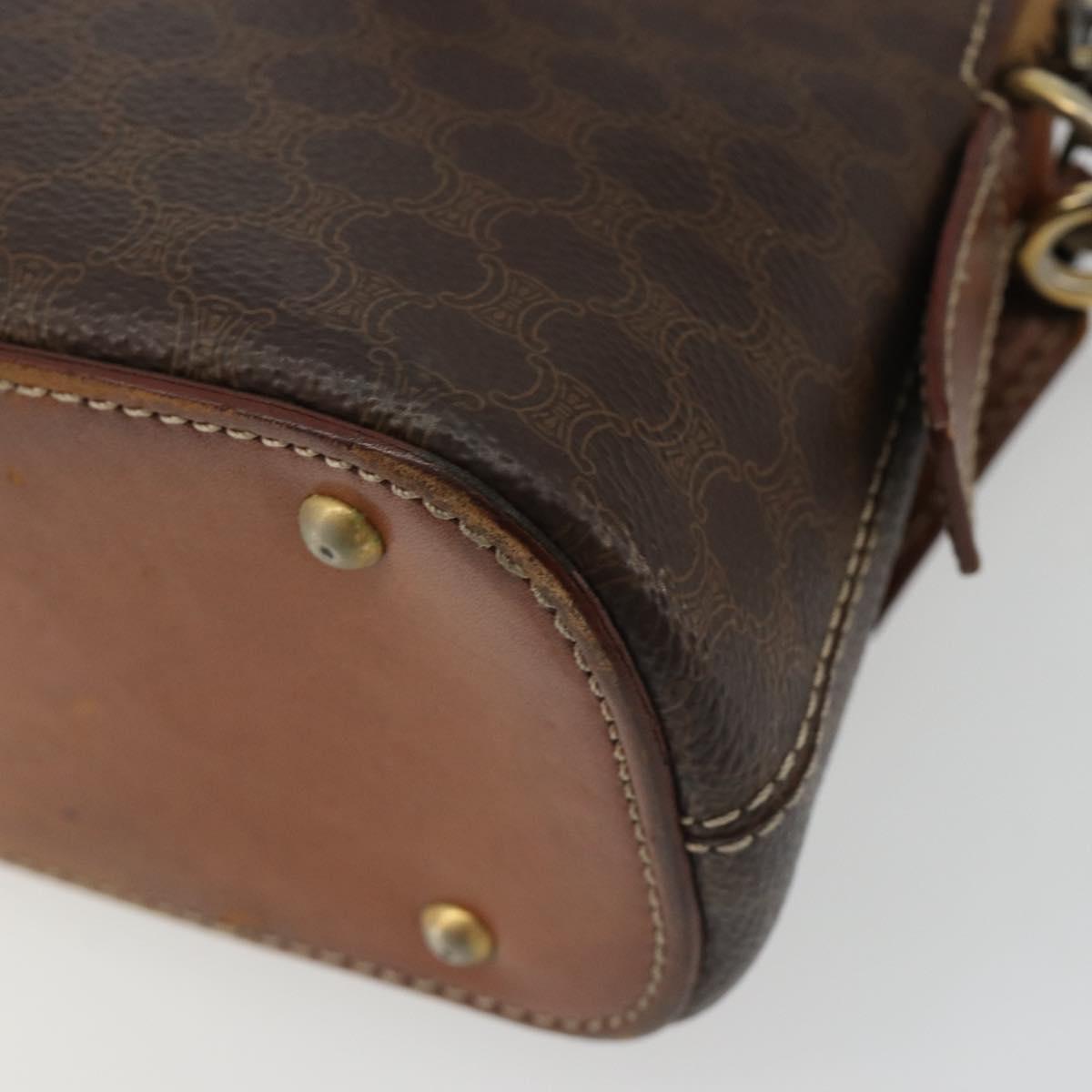 CELINE Macadam Canvas Hand Bag PVC Leather 2way Brown Gold Auth gh2206