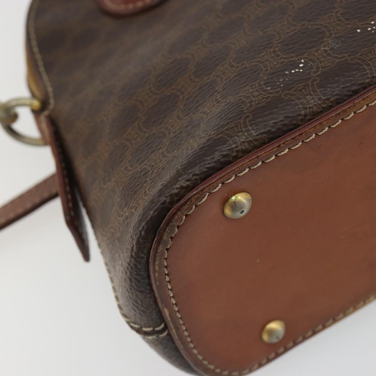 CELINE Macadam Canvas Hand Bag PVC Leather 2way Brown Gold Auth gh2206