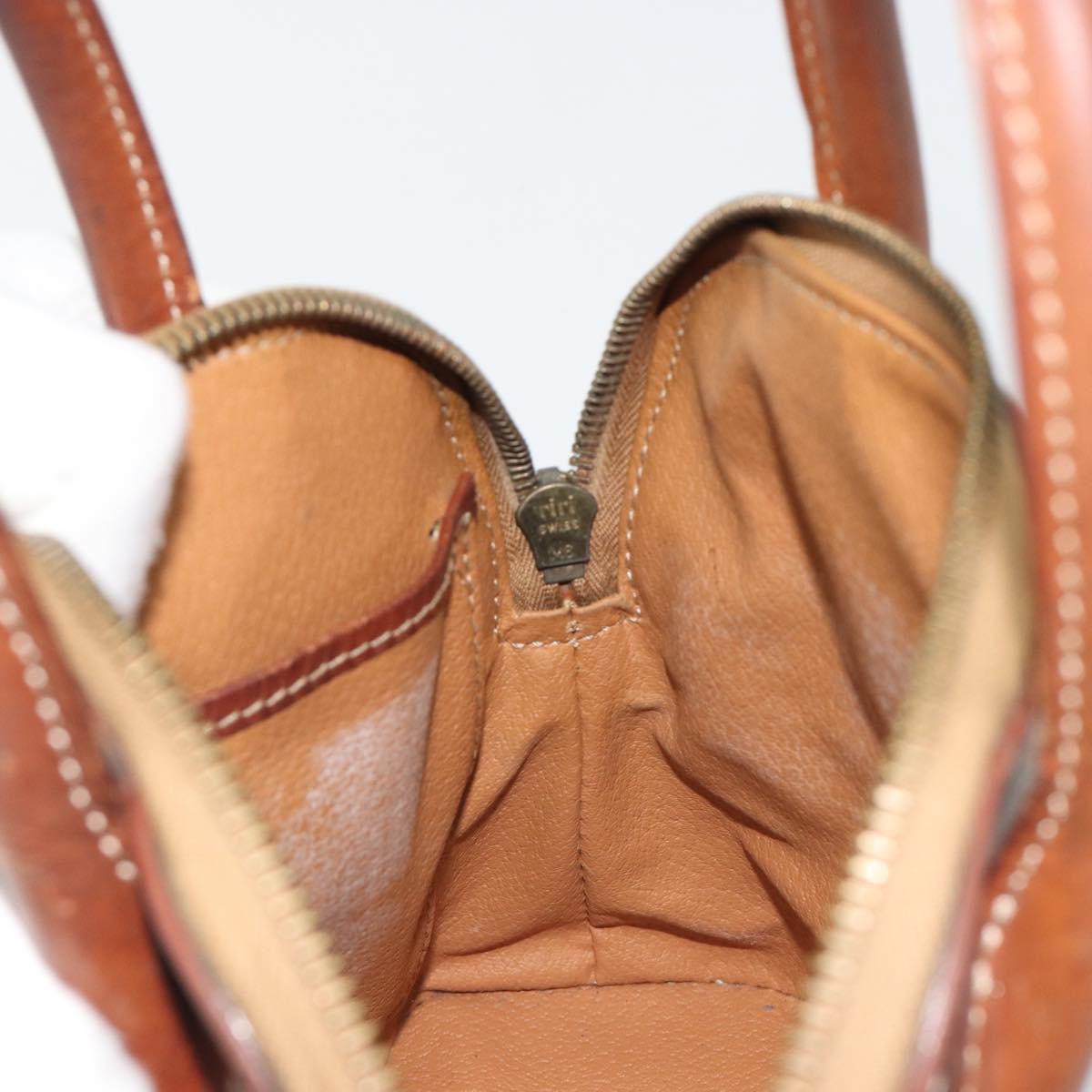 CELINE Macadam Canvas Hand Bag PVC Leather 2way Brown Gold Auth gh2206