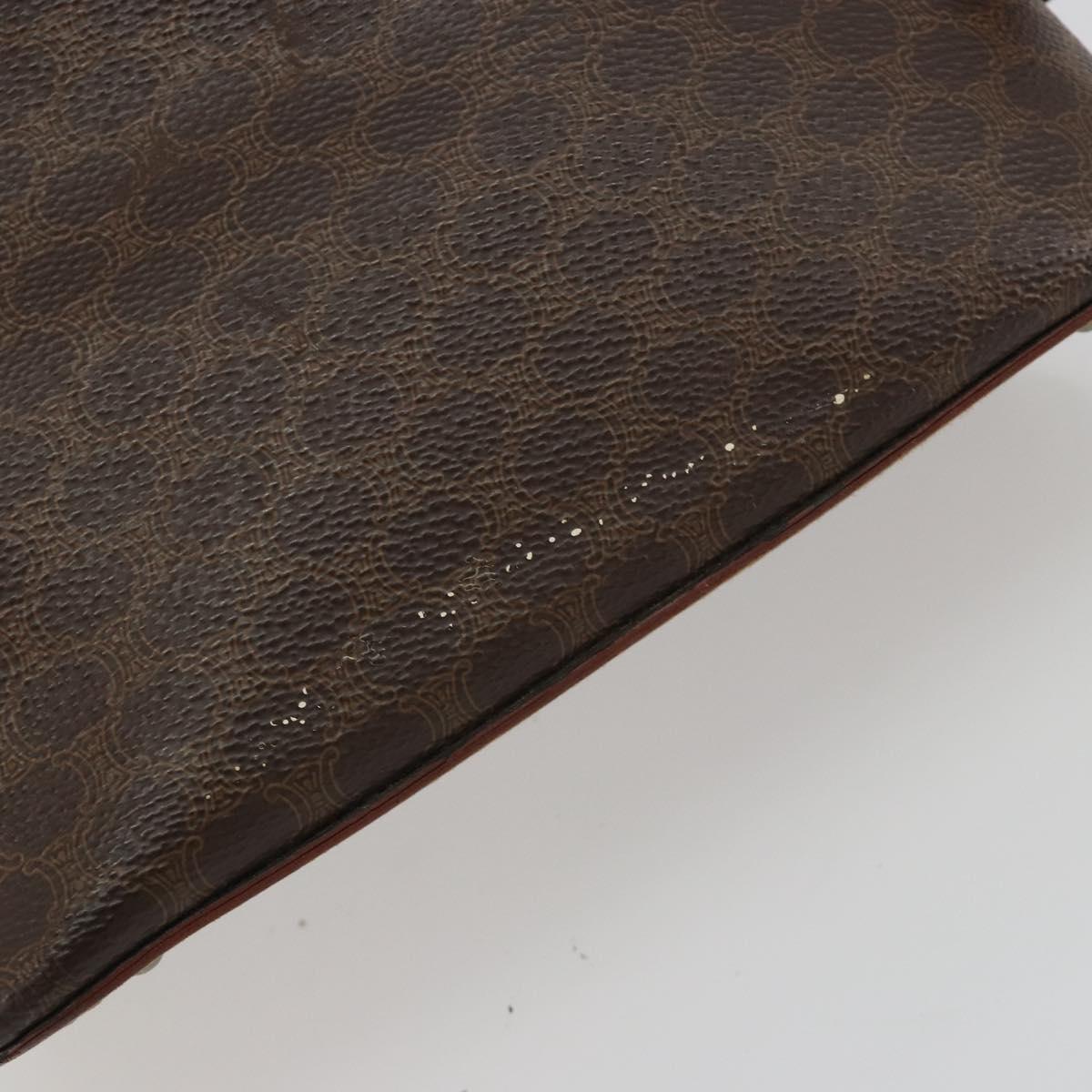 CELINE Macadam Canvas Hand Bag PVC Leather 2way Brown Gold Auth gh2206