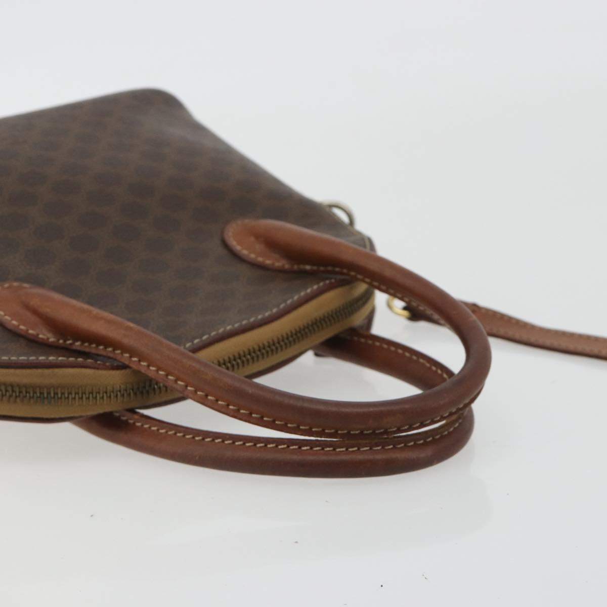 CELINE Macadam Canvas Hand Bag PVC Leather 2way Brown Gold Auth gh2206