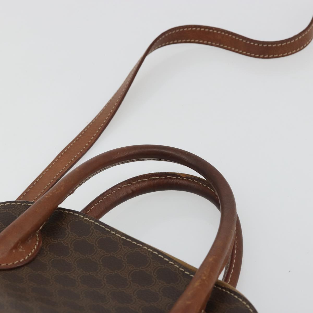 CELINE Macadam Canvas Hand Bag PVC Leather 2way Brown Gold Auth gh2206