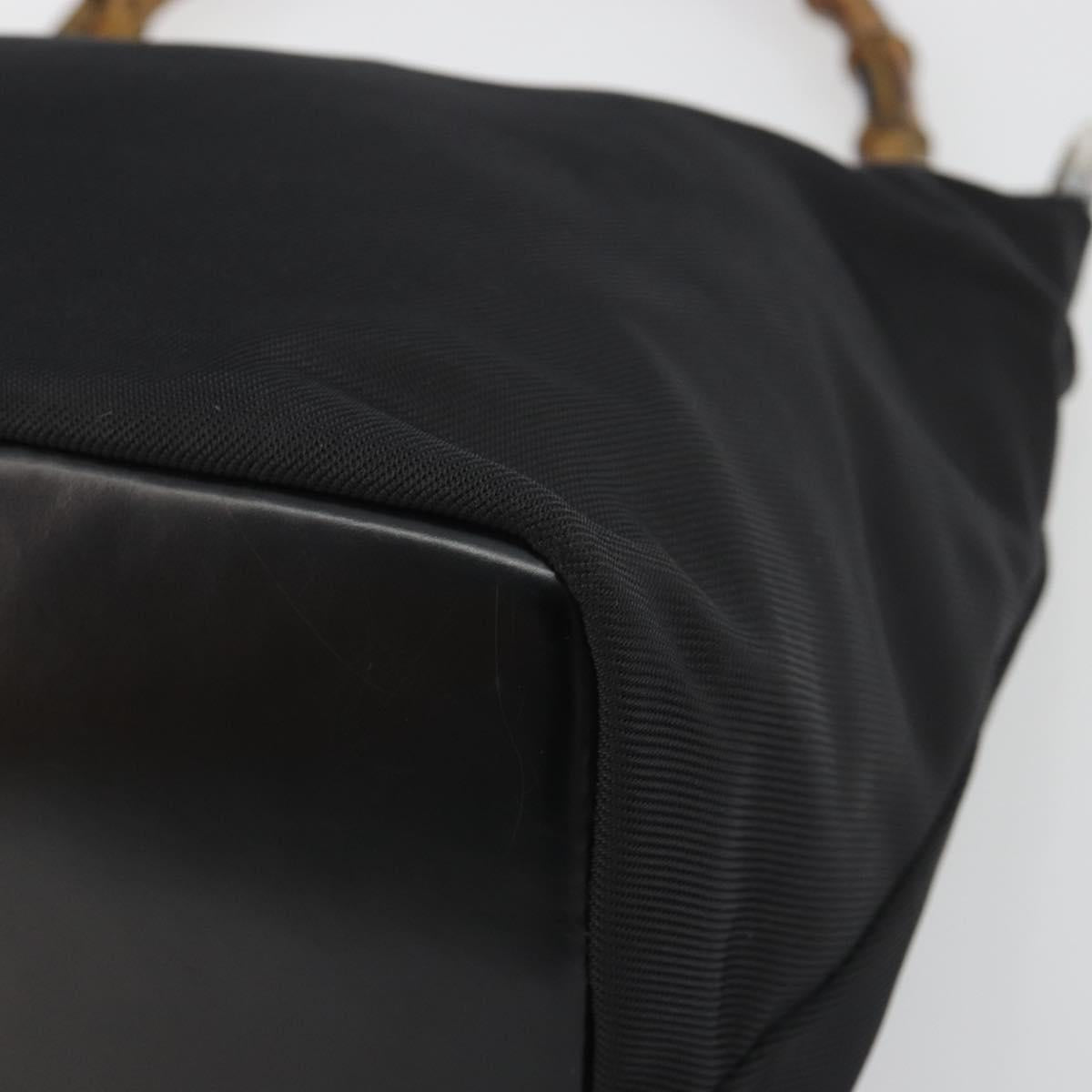 GUCCI Bamboo Hand Bag Canvas Black Silver 000 1956 0531 Auth gh2209A