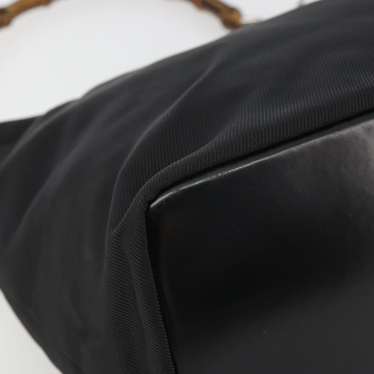 GUCCI Bamboo Hand Bag Canvas Black Silver 000 1956 0531 Auth gh2209A