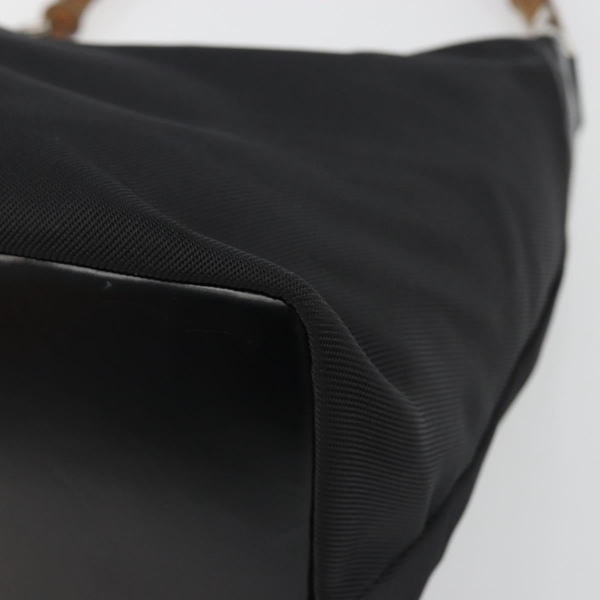 GUCCI Bamboo Hand Bag Canvas Black Silver 000 1956 0531 Auth gh2209A