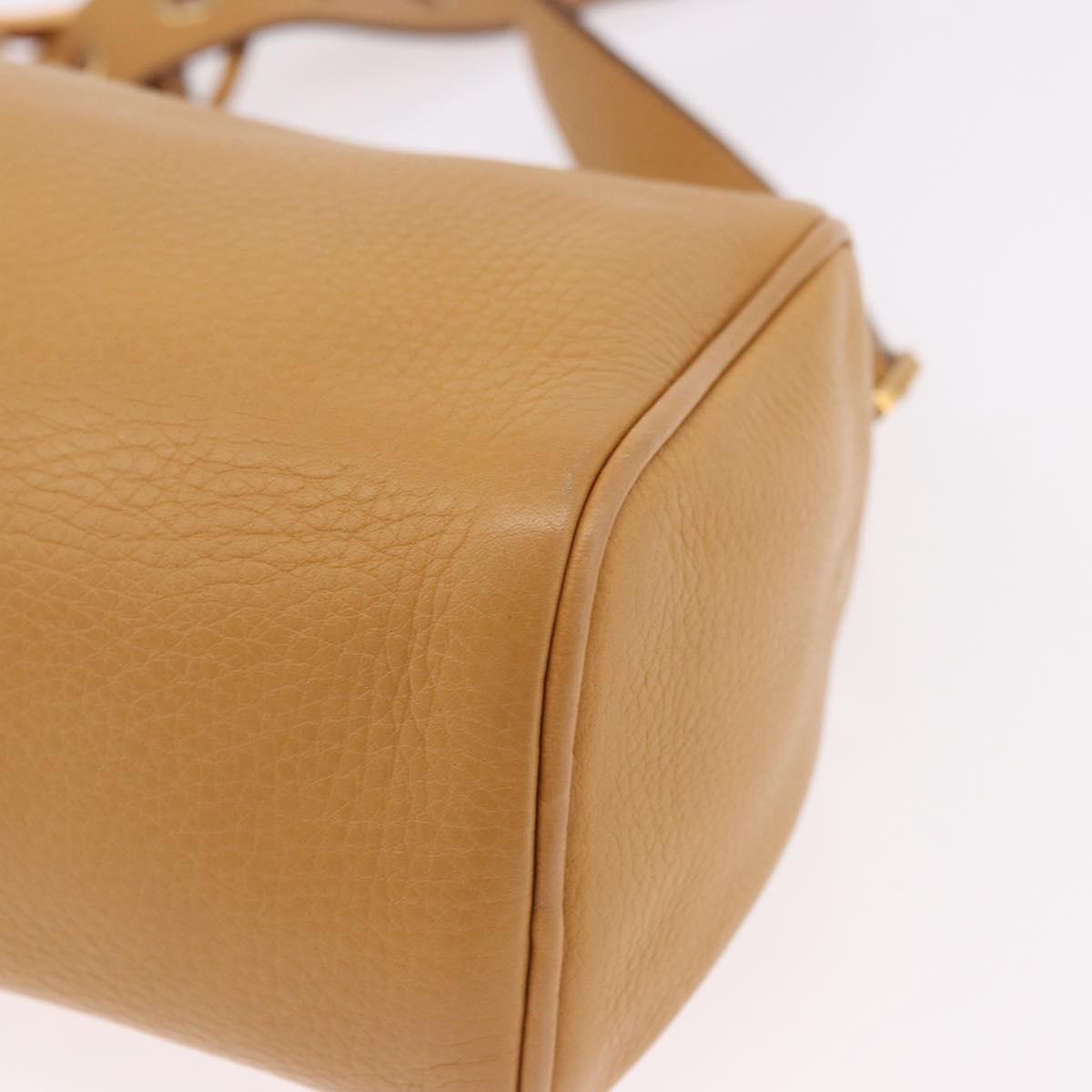 PRADA Chain Shoulder Bag Leather Beige Gold Auth gh2210A