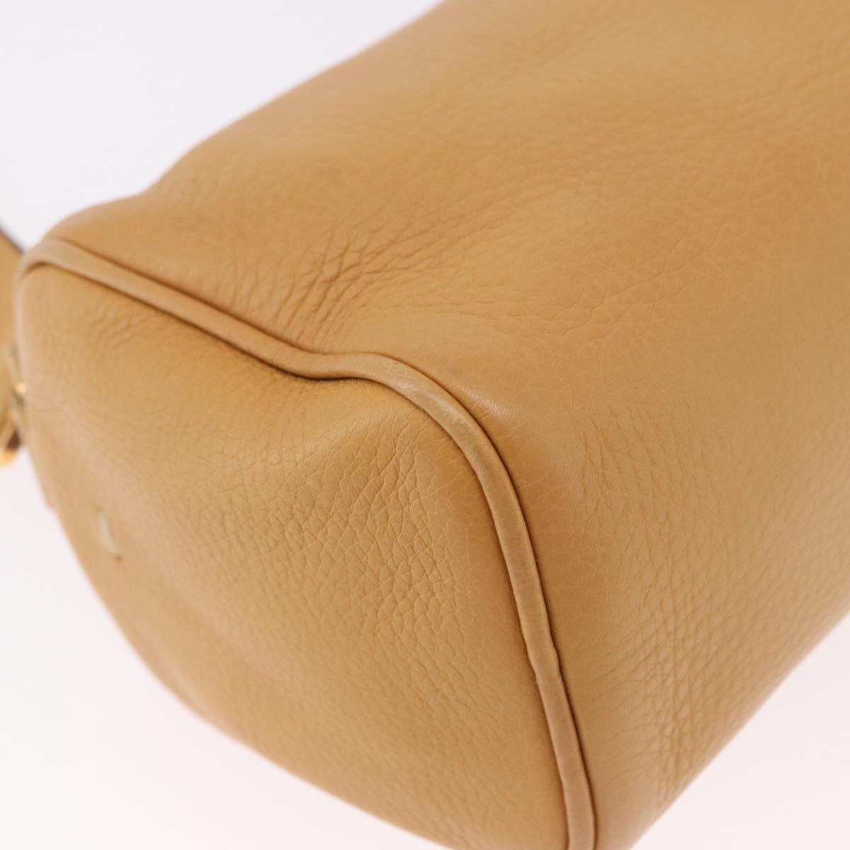 PRADA Chain Shoulder Bag Leather Beige Gold Auth gh2210A