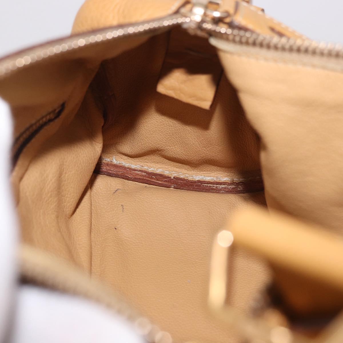 PRADA Chain Shoulder Bag Leather Beige Gold Auth gh2210A