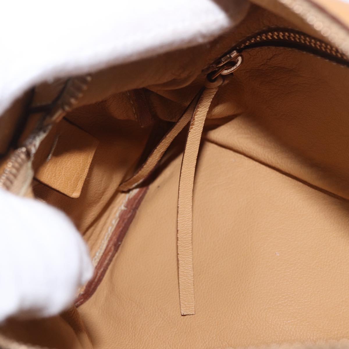PRADA Chain Shoulder Bag Leather Beige Gold Auth gh2210A