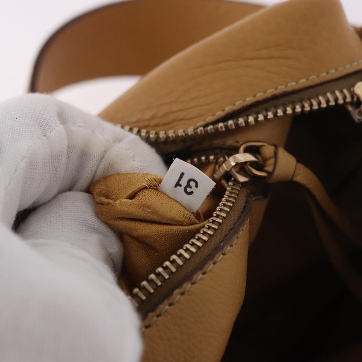 PRADA Chain Shoulder Bag Leather Beige Gold Auth gh2210A