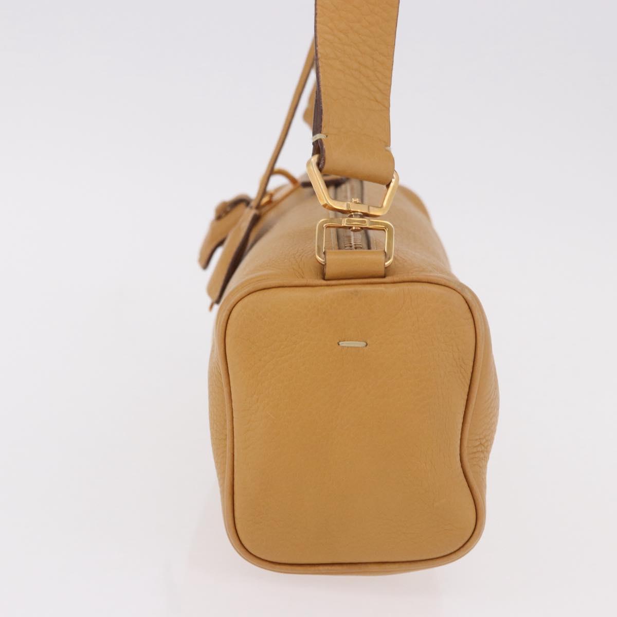 PRADA Chain Shoulder Bag Leather Beige Gold Auth gh2210A