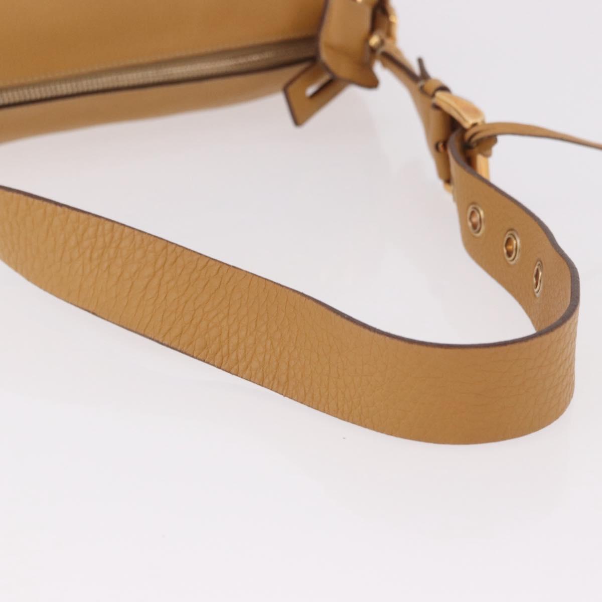 PRADA Chain Shoulder Bag Leather Beige Gold Auth gh2210A