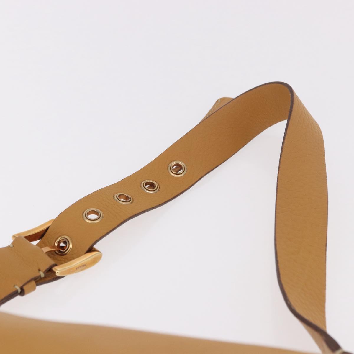 PRADA Chain Shoulder Bag Leather Beige Gold Auth gh2210A