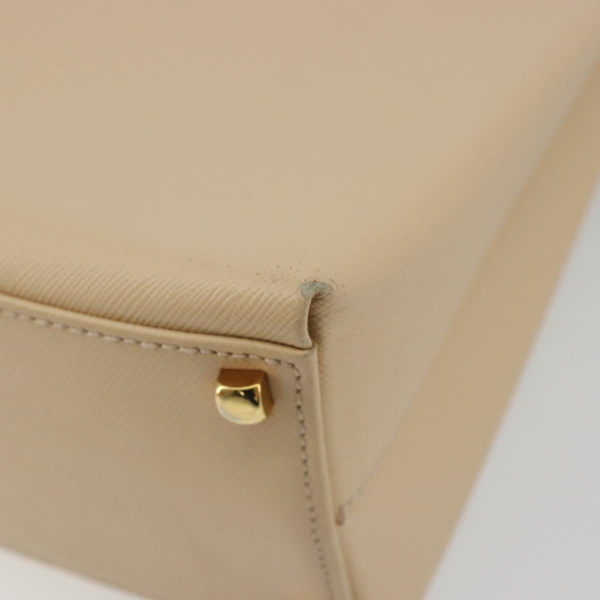 Salvatore Ferragamo Gancini Hand Bag Leather 2way Beige Gold Auth gh2211