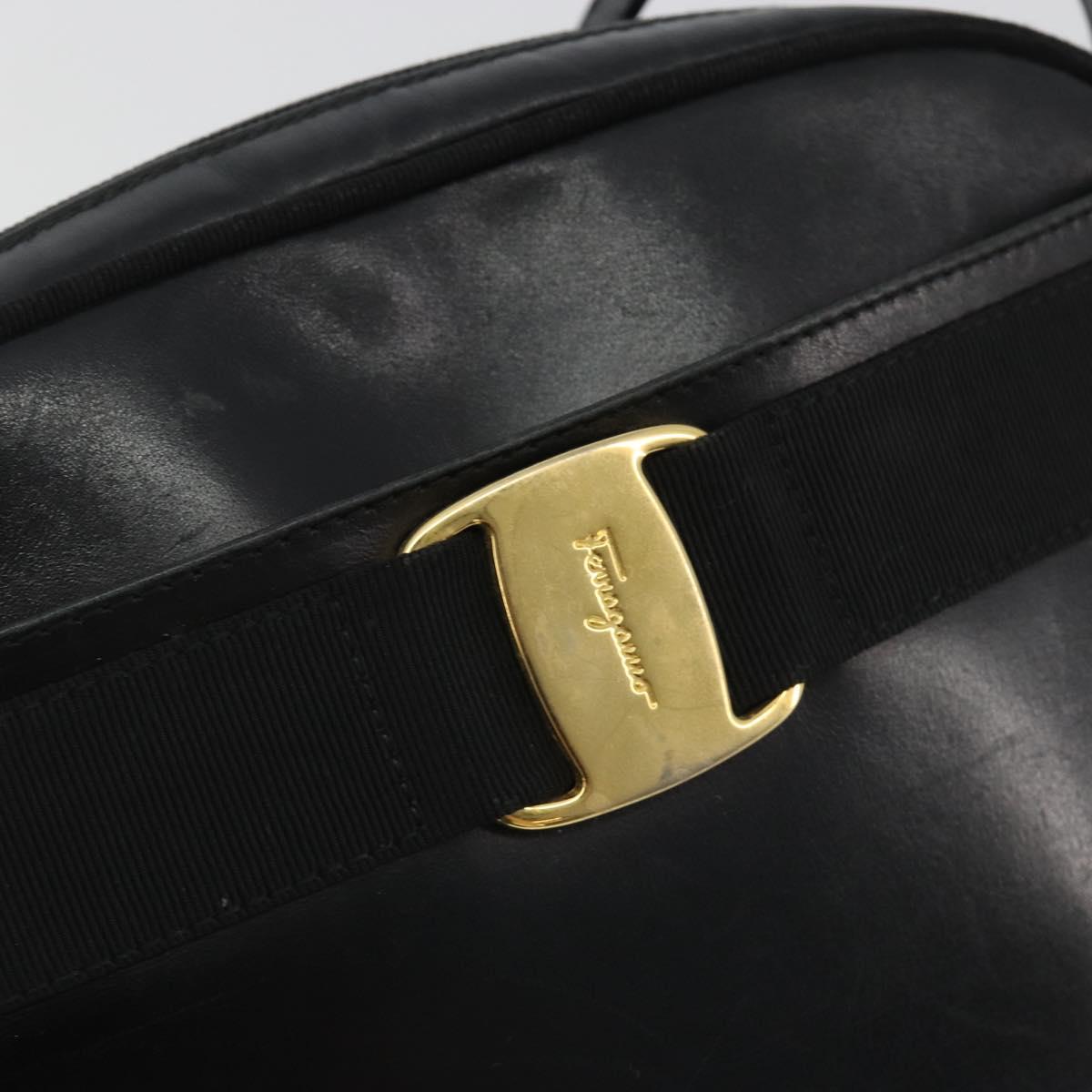Salvatore Ferragamo Vala Shoulder Bag Leather Black Gold Auth gh2213