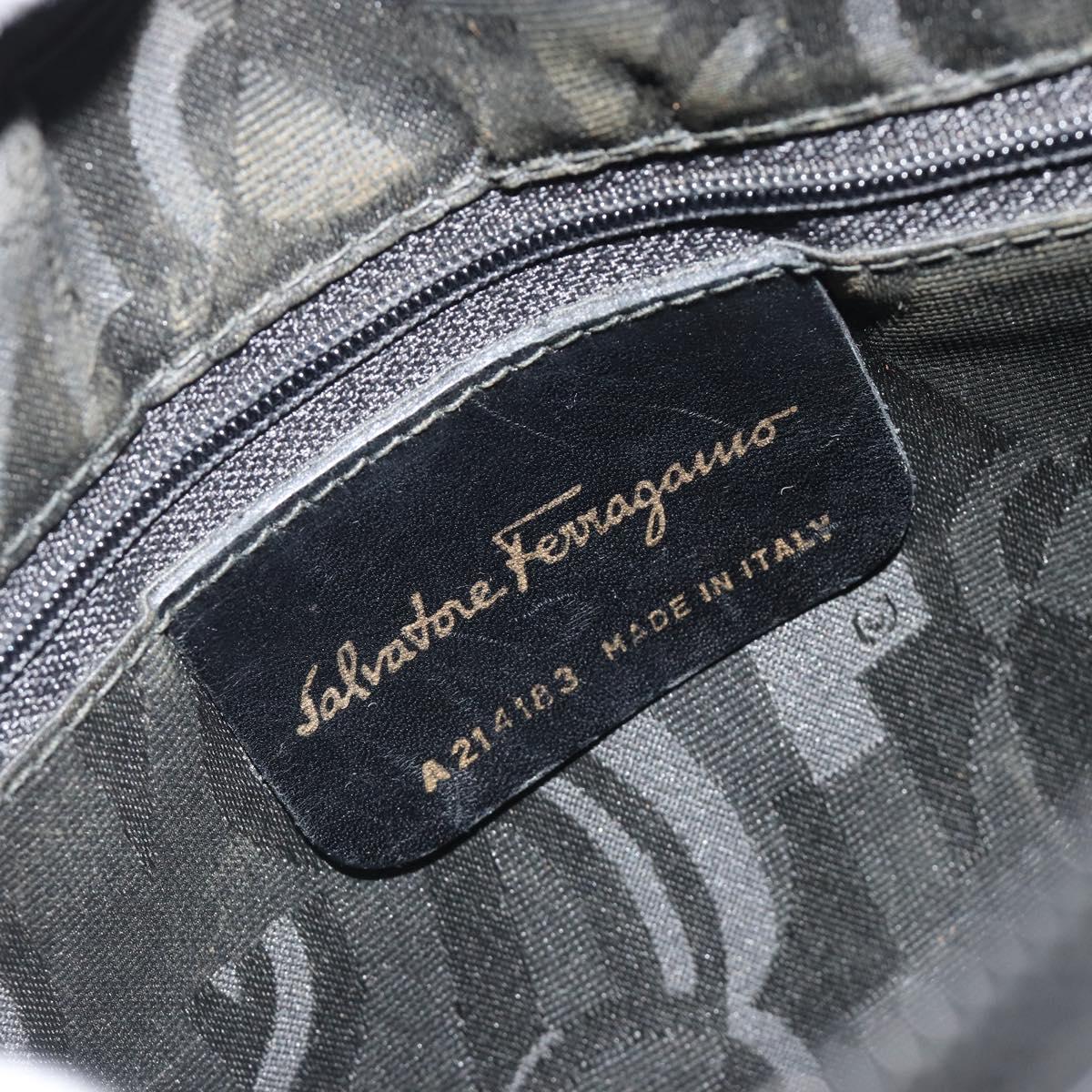 Salvatore Ferragamo Vala Shoulder Bag Leather Black Gold Auth gh2213