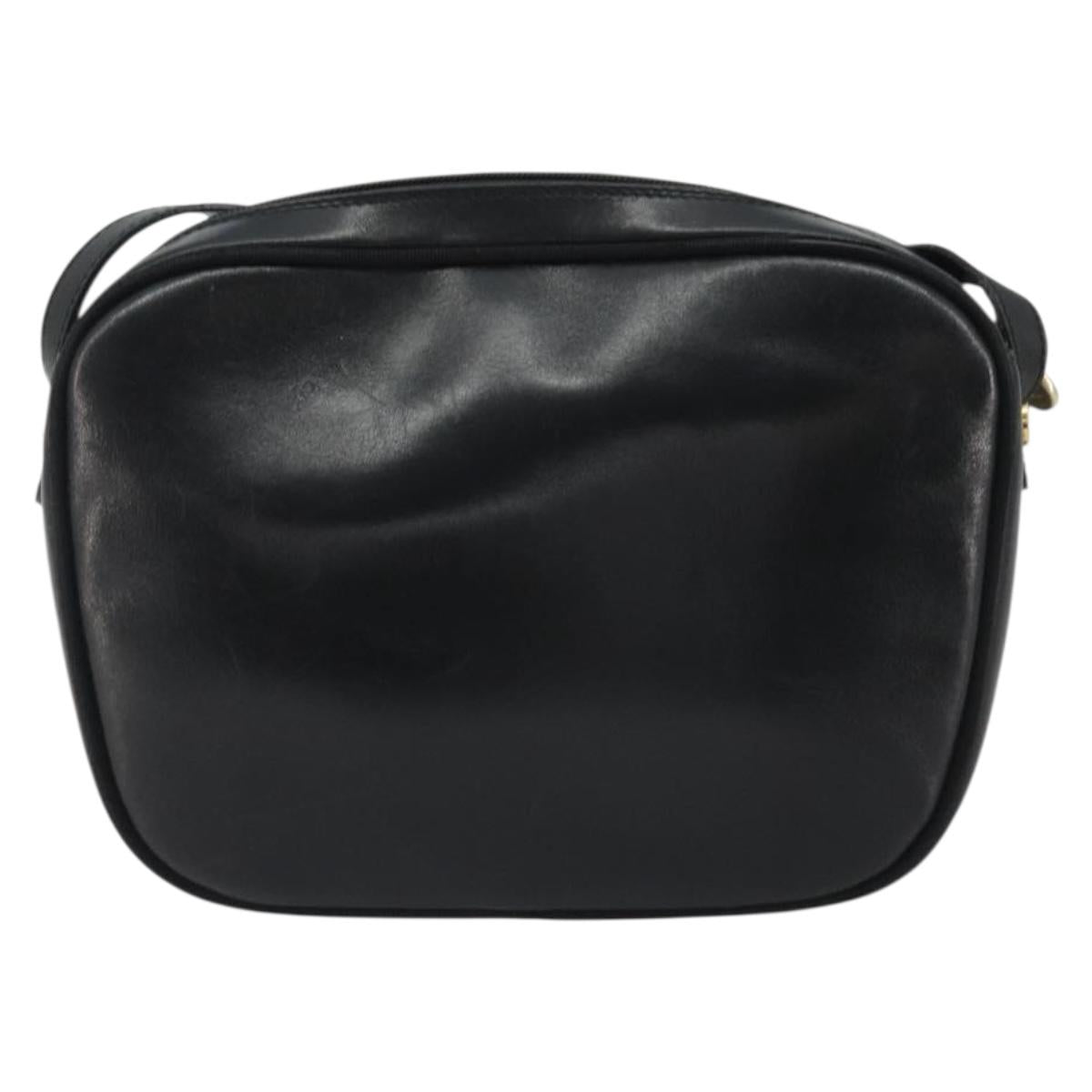 Salvatore Ferragamo Vala Shoulder Bag Leather Black Gold Auth gh2213