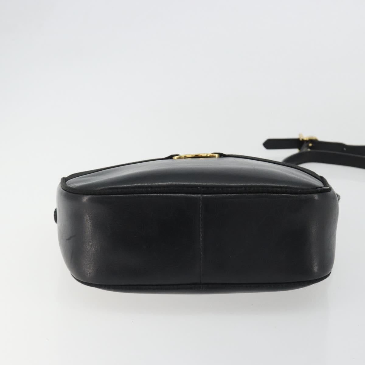 Salvatore Ferragamo Vala Shoulder Bag Leather Black Gold Auth gh2213