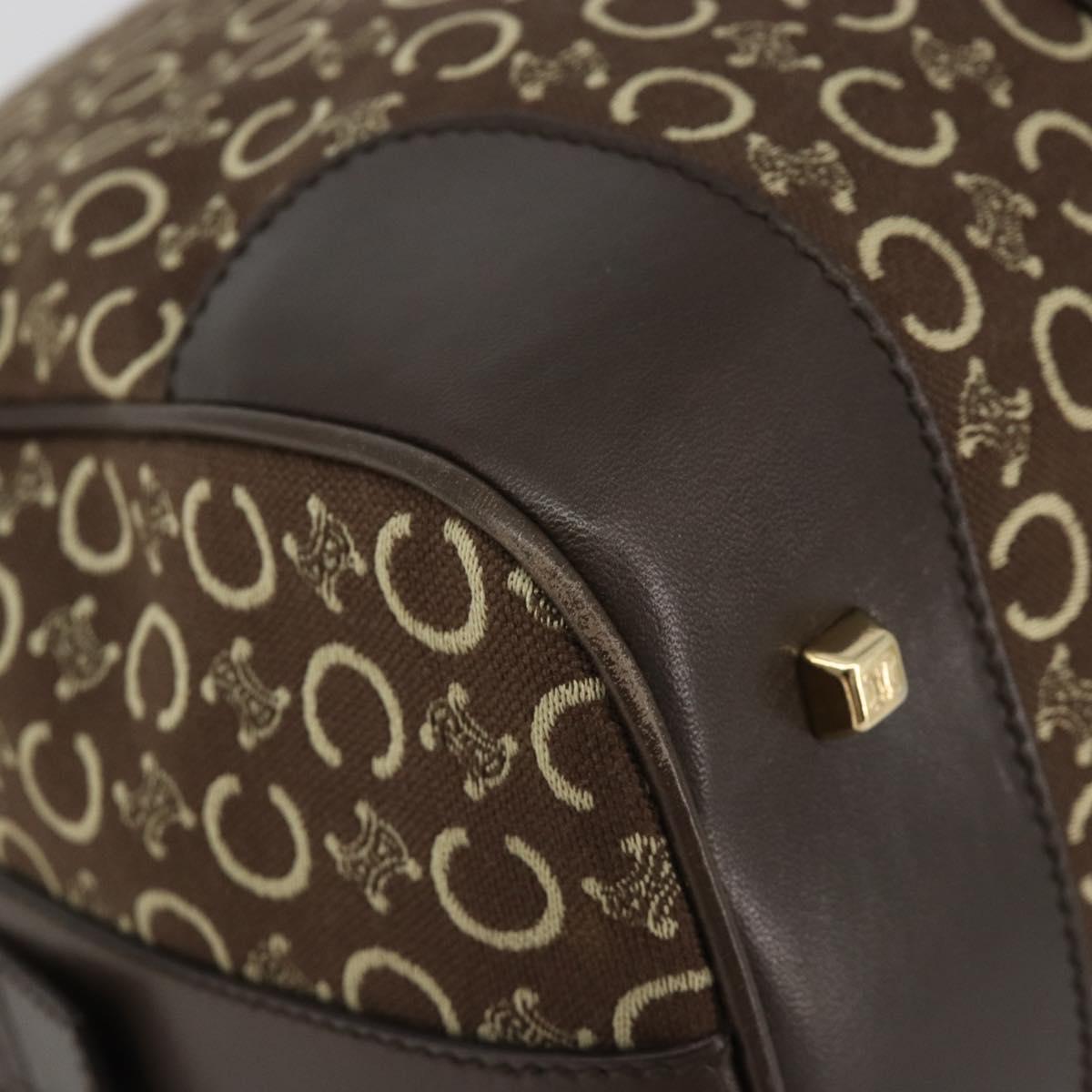 CELINE C Macadam Canvas Boston Bag Brown Gold Auth gh2216A