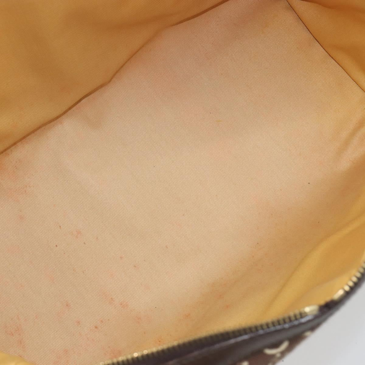 CELINE C Macadam Canvas Boston Bag Brown Gold Auth gh2216A