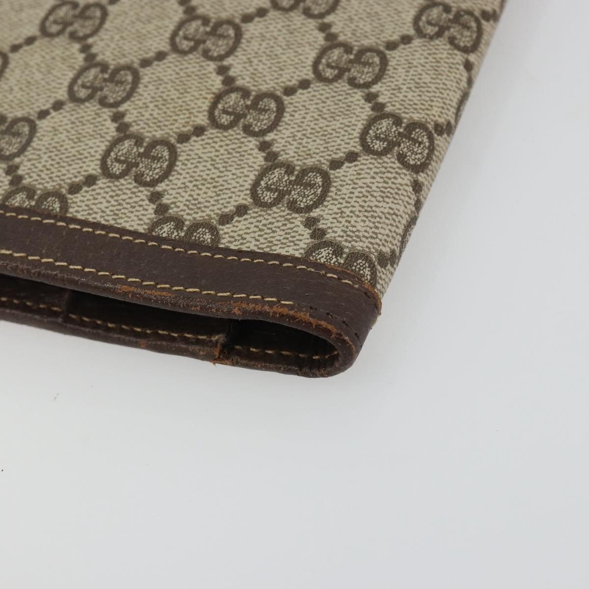 GUCCI GG Supreme Book Cover Day PVC Beige Gold Auth gh2217