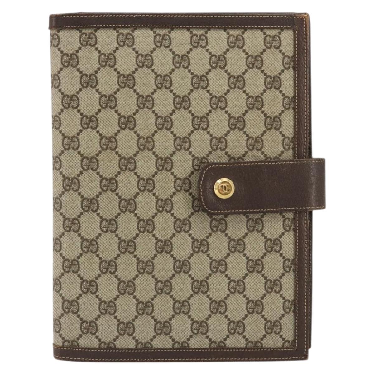 GUCCI GG Supreme Book Cover Day PVC Beige Gold Auth gh2217