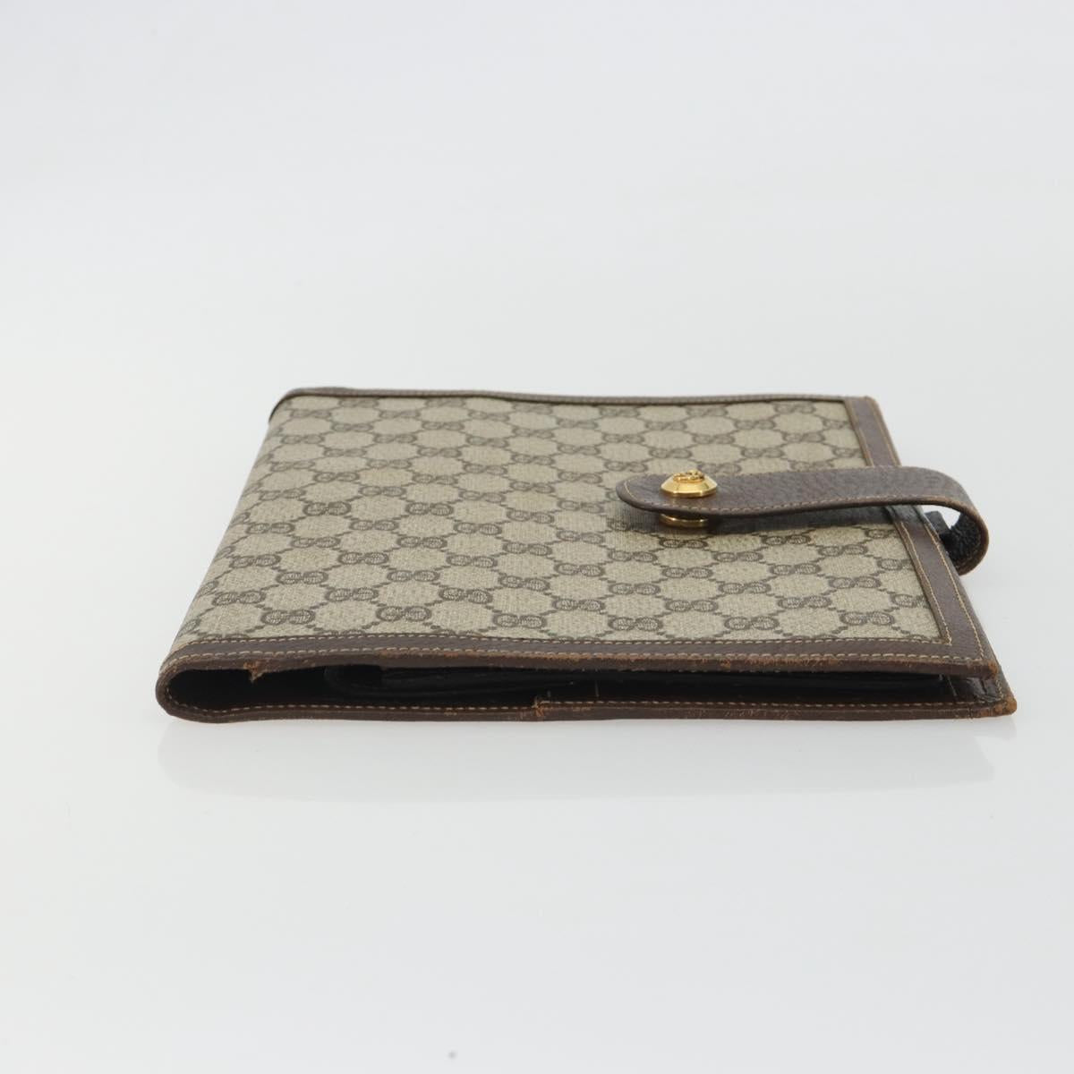 GUCCI GG Supreme Book Cover Day PVC Beige Gold Auth gh2217