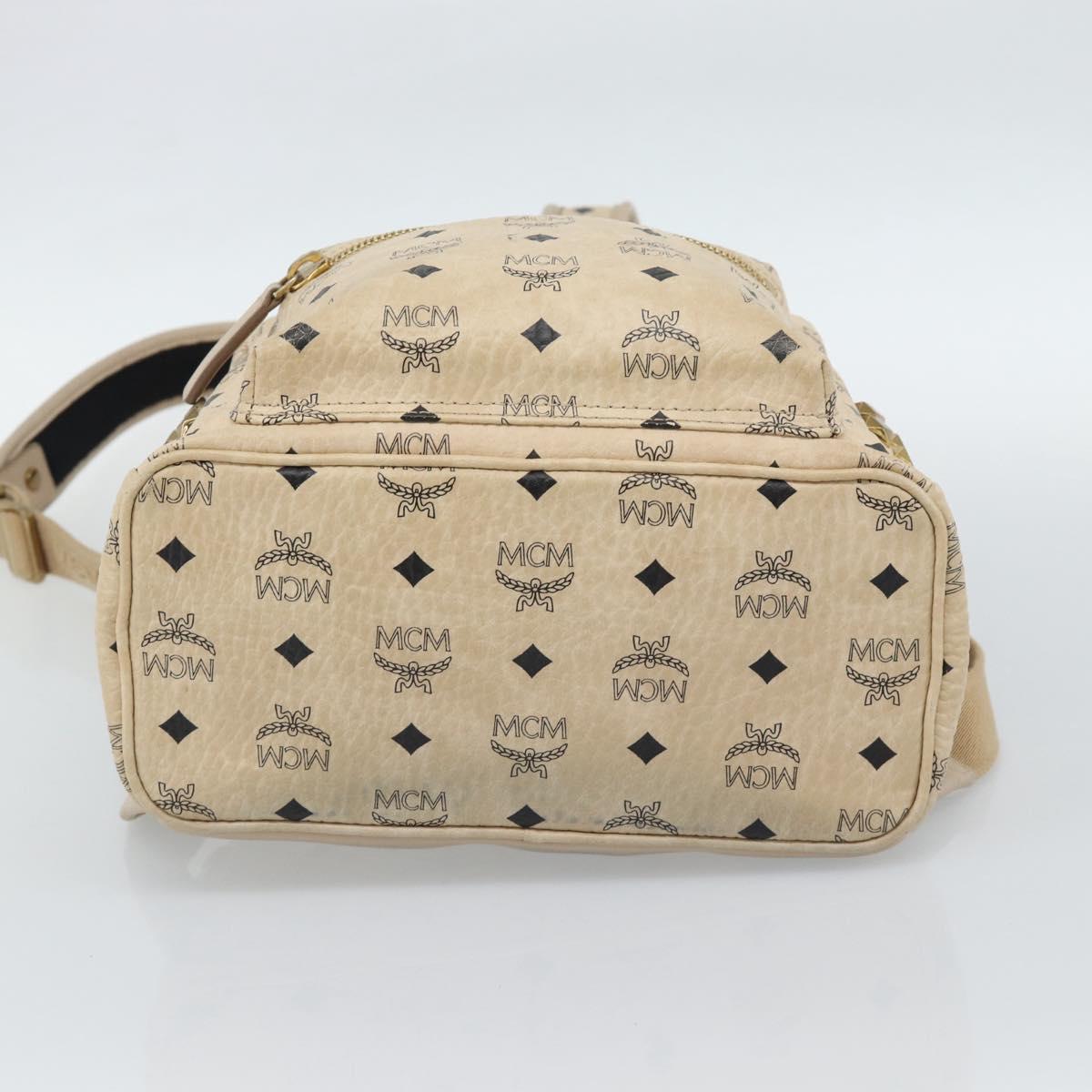 MCM Vicetos Logogram Backpack PVC Beige Gold Auth gh2219