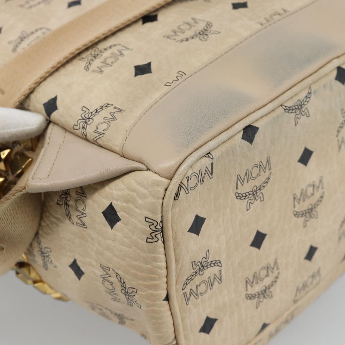 MCM Vicetos Logogram Backpack PVC Beige Gold Auth gh2219