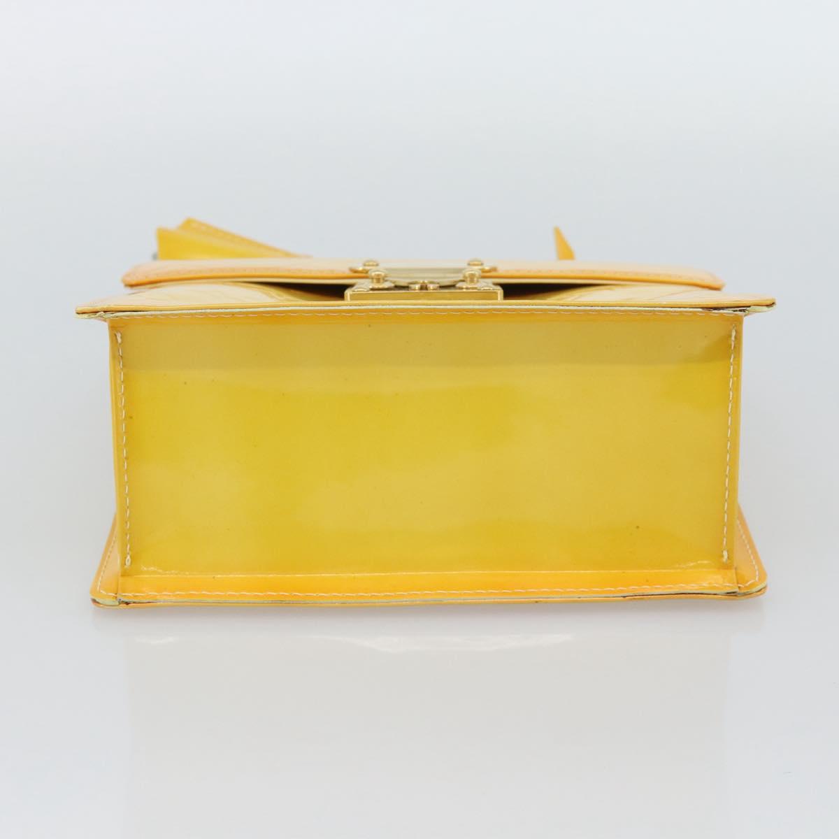LOUIS VUITTON Monogram Vernis Spring Street Bag Lime Yellow M91068 Auth gh2220A