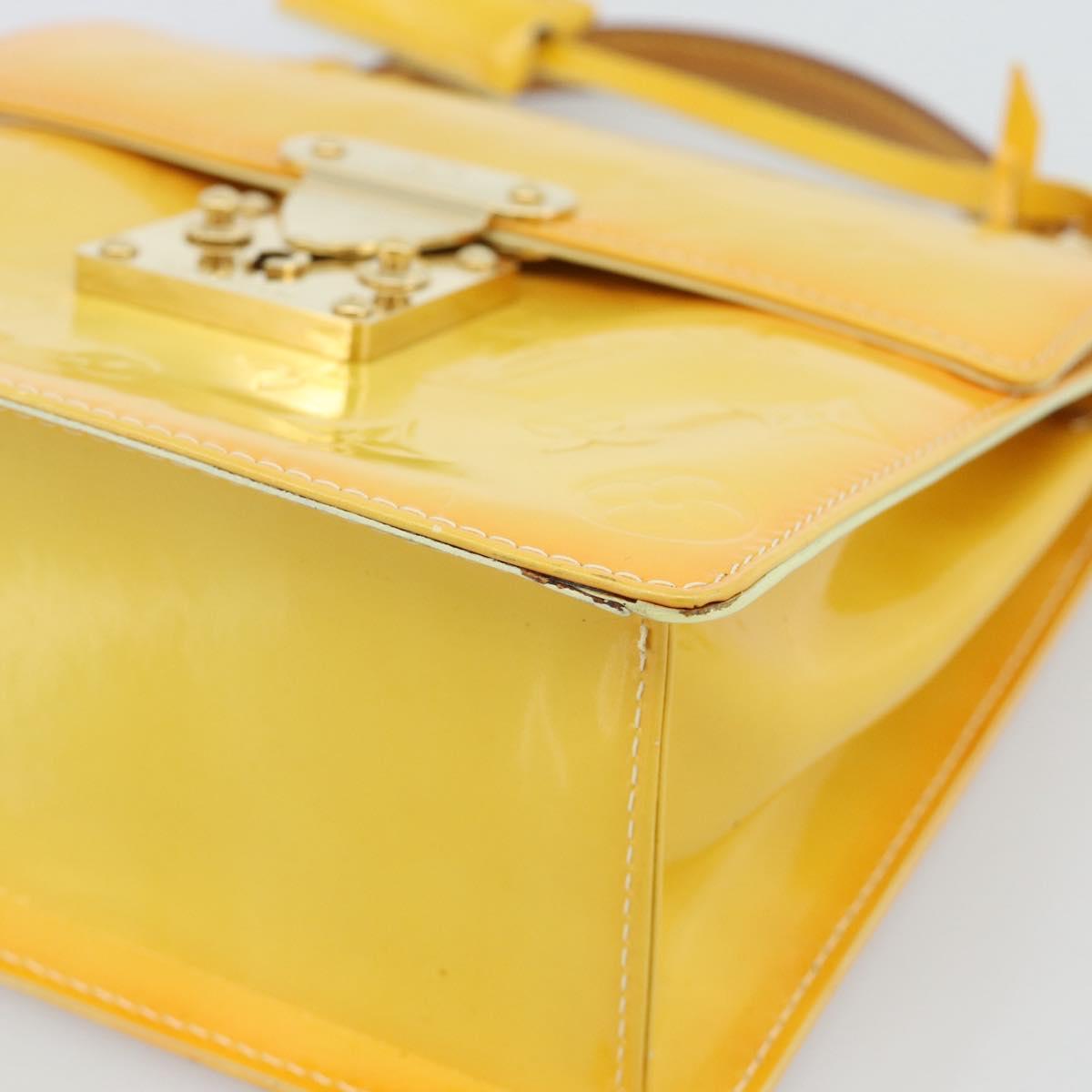 LOUIS VUITTON Monogram Vernis Spring Street Bag Lime Yellow M91068 Auth gh2220A