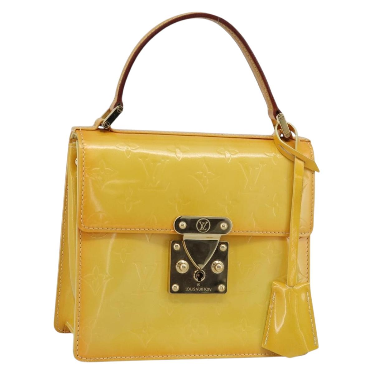 LOUIS VUITTON Monogram Vernis Spring Street Bag Lime Yellow M91068 Auth gh2220A