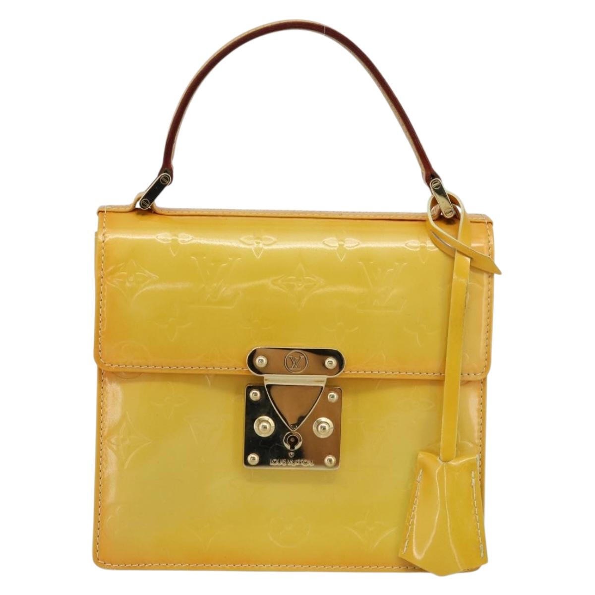 LOUIS VUITTON Monogram Vernis Spring Street Bag Lime Yellow M91068 Auth gh2220A