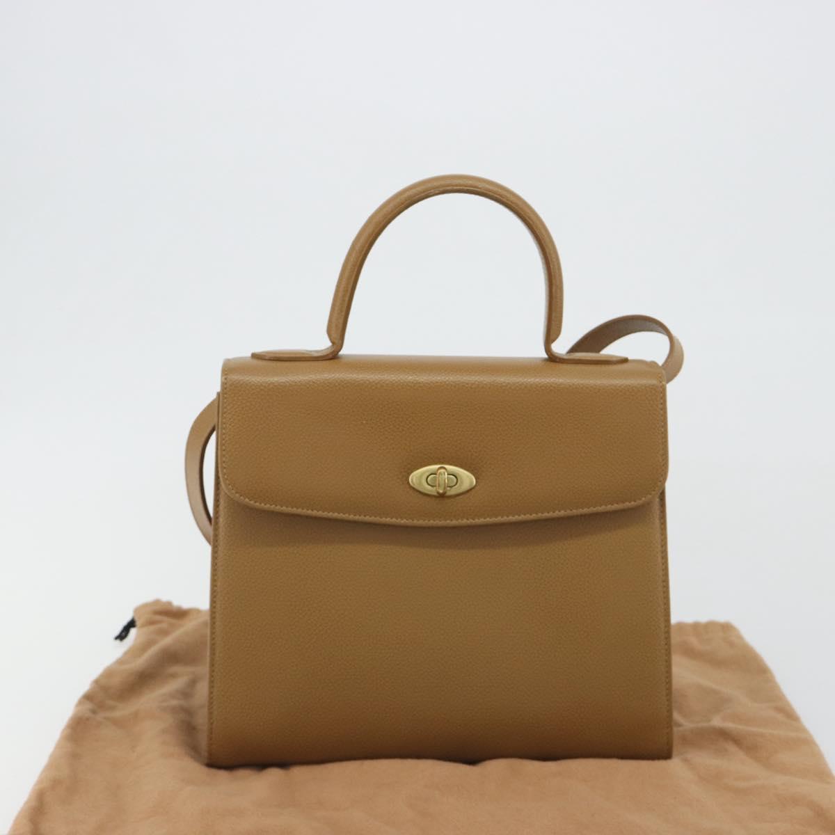 Coach Hand Bag Leather 2way Brown Gold Auth gh2221