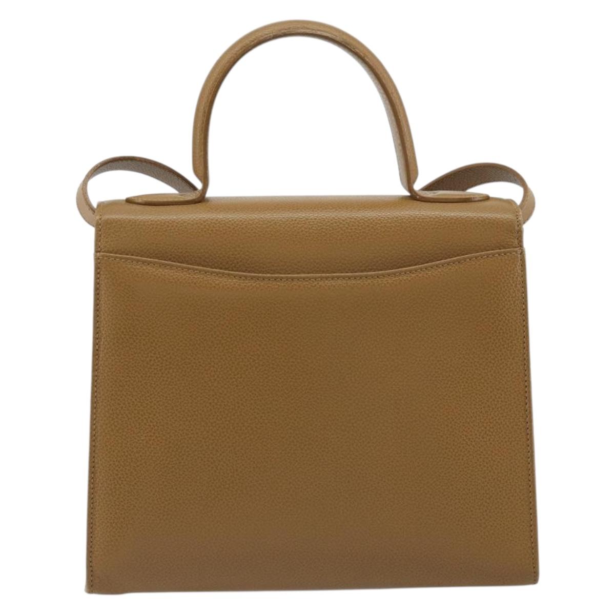 Coach Hand Bag Leather 2way Brown Gold Auth gh2221