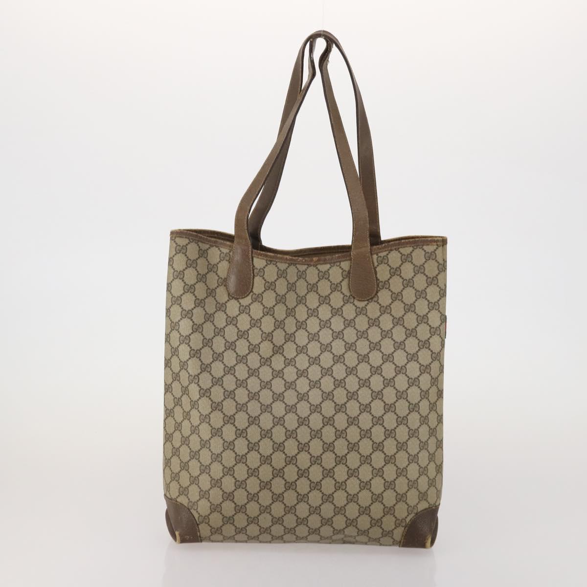 GUCCI GG Supreme Sherry Line Shoulder Bag PVC 2 Set Beige Navy Auth gh2228