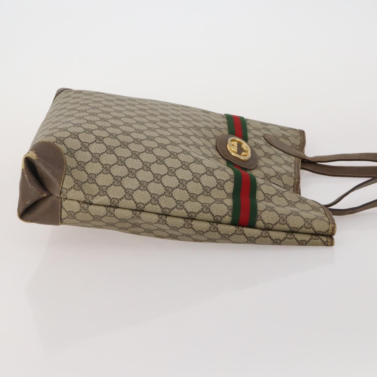 GUCCI GG Supreme Sherry Line Shoulder Bag PVC 2 Set Beige Navy Auth gh2228