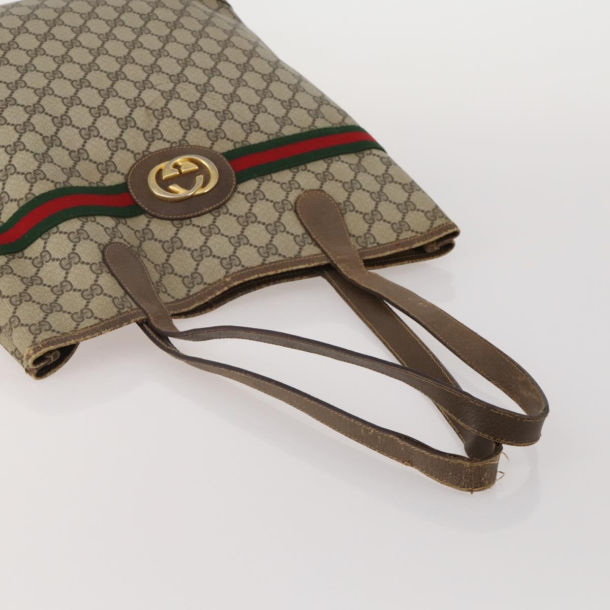 GUCCI GG Supreme Sherry Line Shoulder Bag PVC 2 Set Beige Navy Auth gh2228