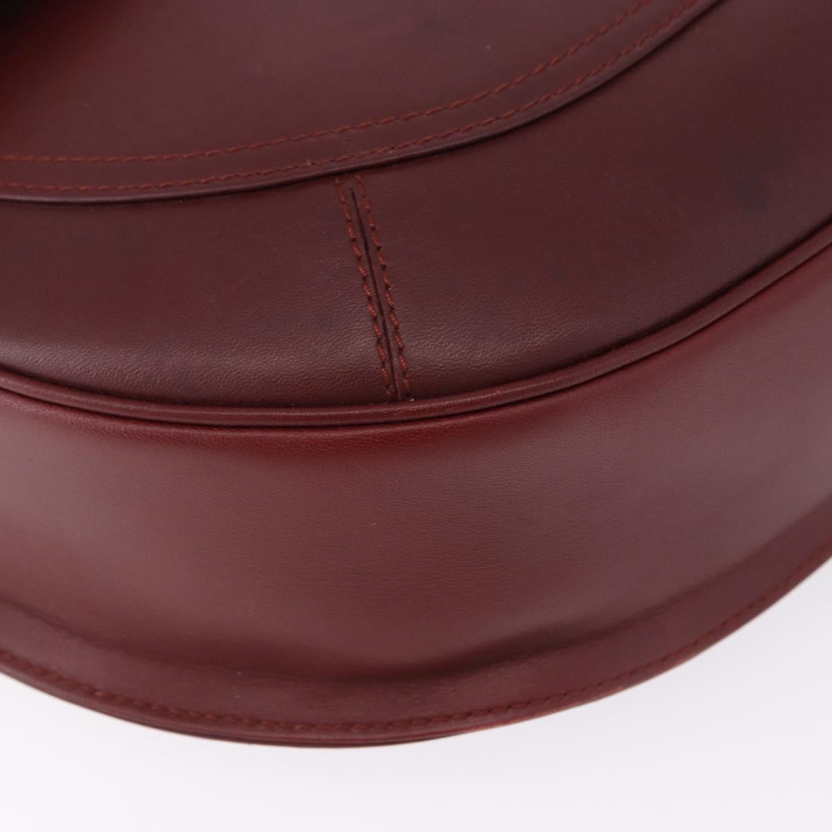 CARTIER Must Line Shoulder Bag Leather Bordeaux Gold Tone Auth gh2231