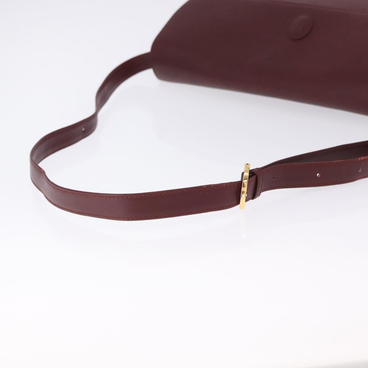 CARTIER Must Line Shoulder Bag Leather Bordeaux Gold Tone Auth gh2231