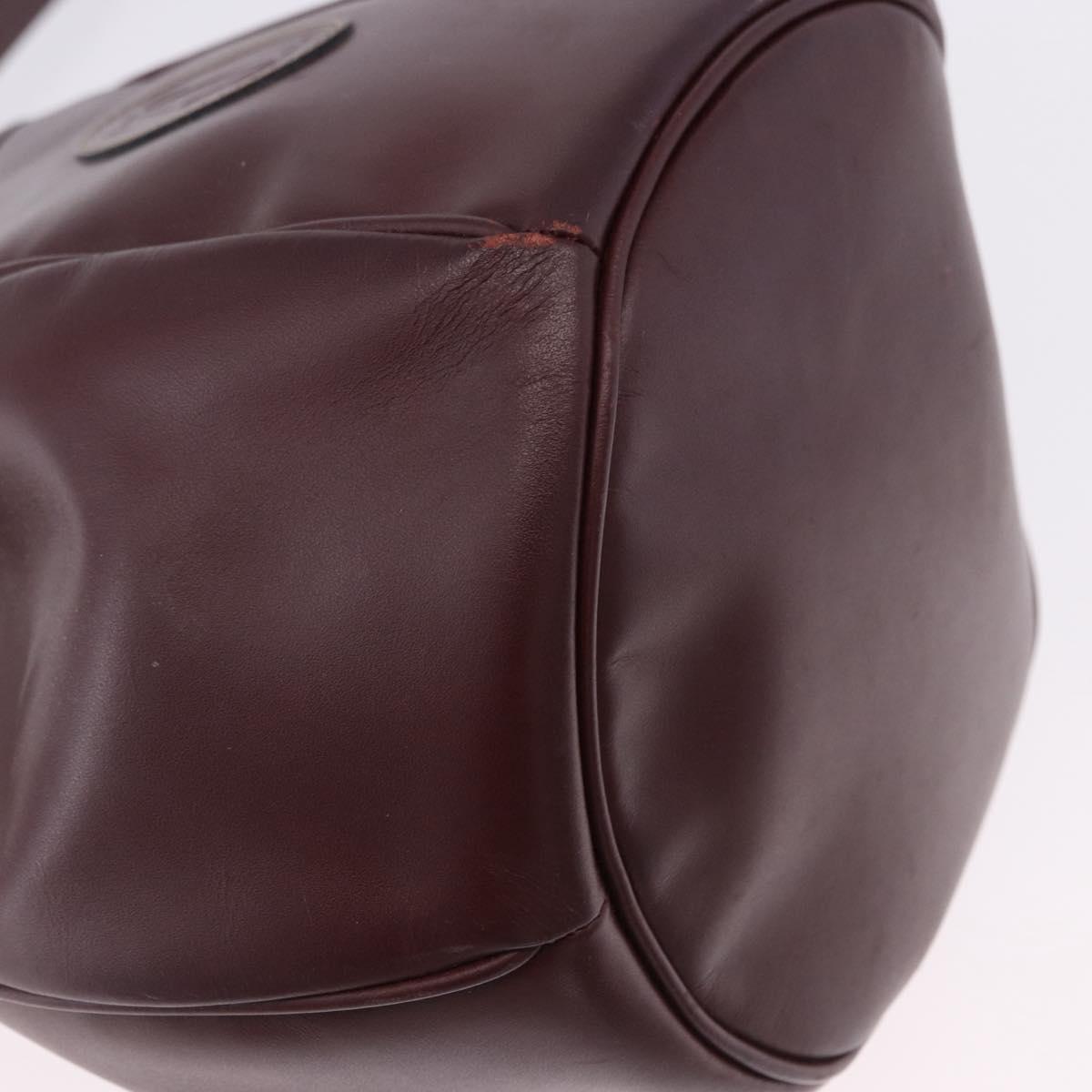 CARTIER Must Line Shoulder Bag Leather Bordeaux Gold Tone Auth gh2232