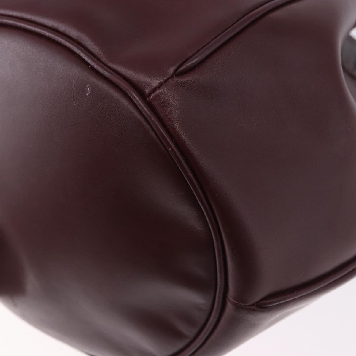 CARTIER Must Line Shoulder Bag Leather Bordeaux Gold Tone Auth gh2232