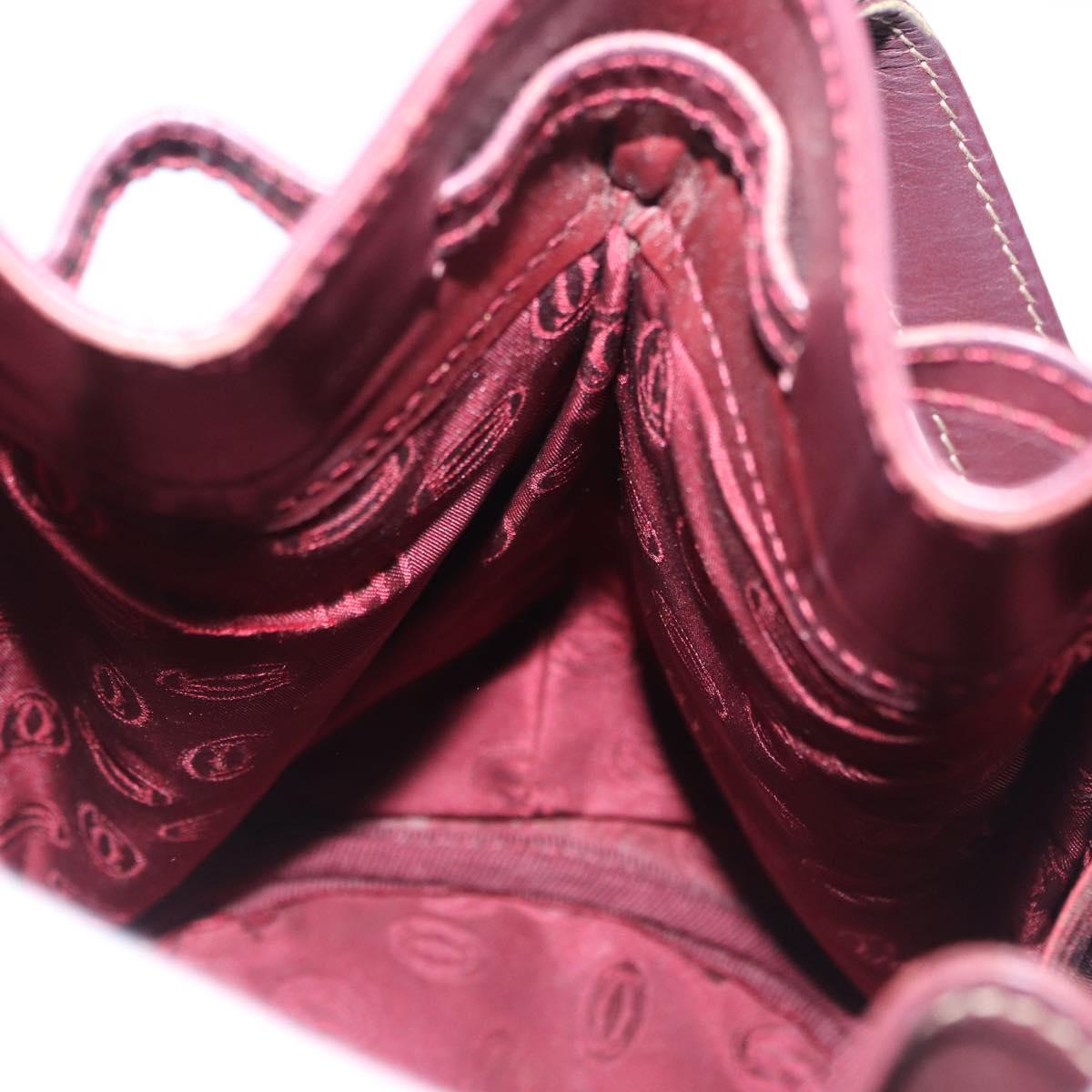 CARTIER Must Line Shoulder Bag Leather Bordeaux Gold Tone Auth gh2232