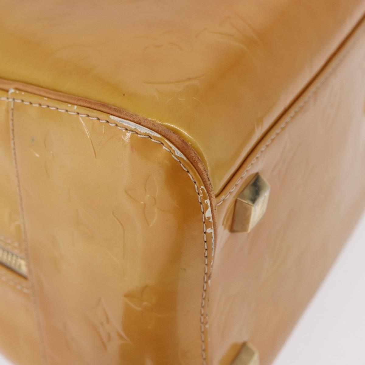 LOUIS VUITTON Monogram Vernis Tompkins Square Hand Bag Beige M91149 Auth gh2233