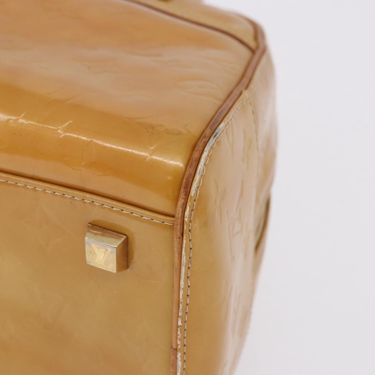LOUIS VUITTON Monogram Vernis Tompkins Square Hand Bag Beige M91149 Auth gh2233
