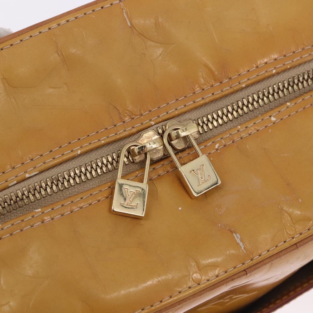 LOUIS VUITTON Monogram Vernis Tompkins Square Hand Bag Beige M91149 Auth gh2233